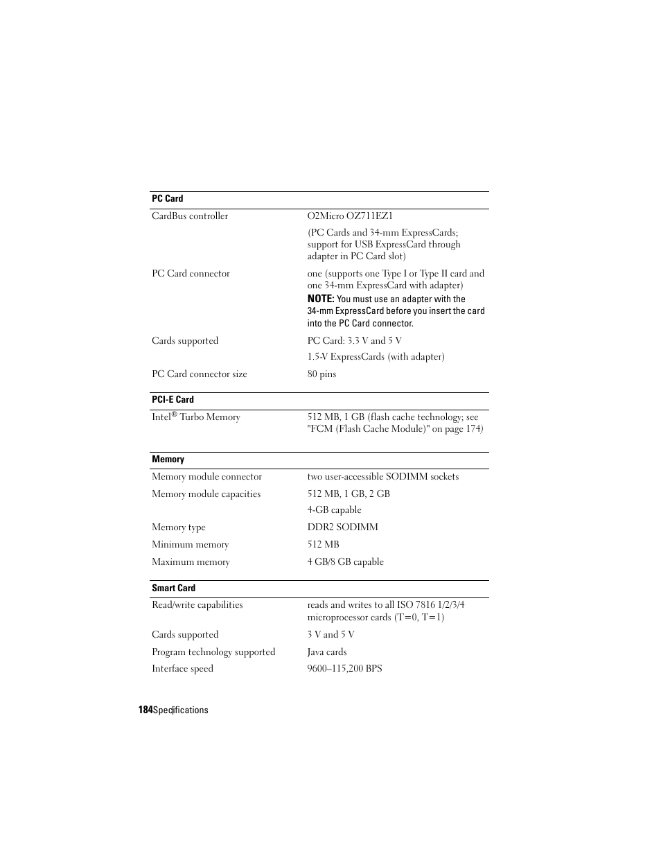 Dell Latitude D630 User Manual | Page 184 / 218