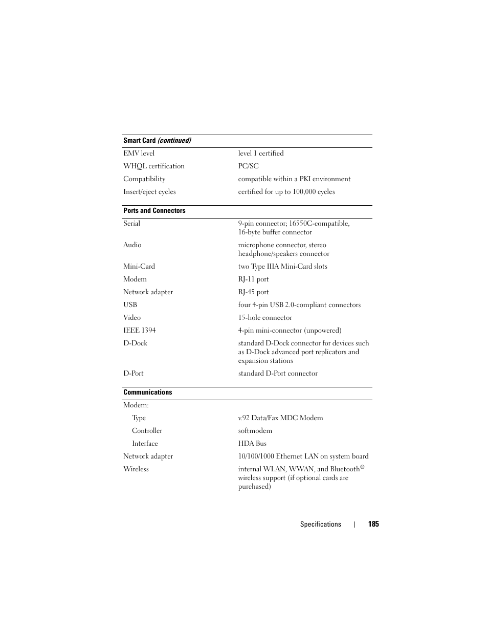 Dell Latitude D630 User Manual | Page 185 / 218