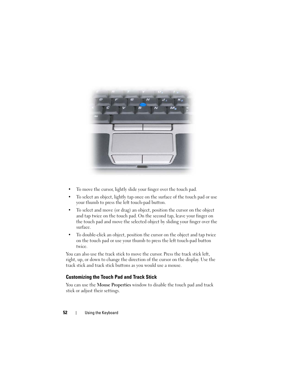 Customizing the touch pad and track stick | Dell Latitude D630 User Manual | Page 52 / 218