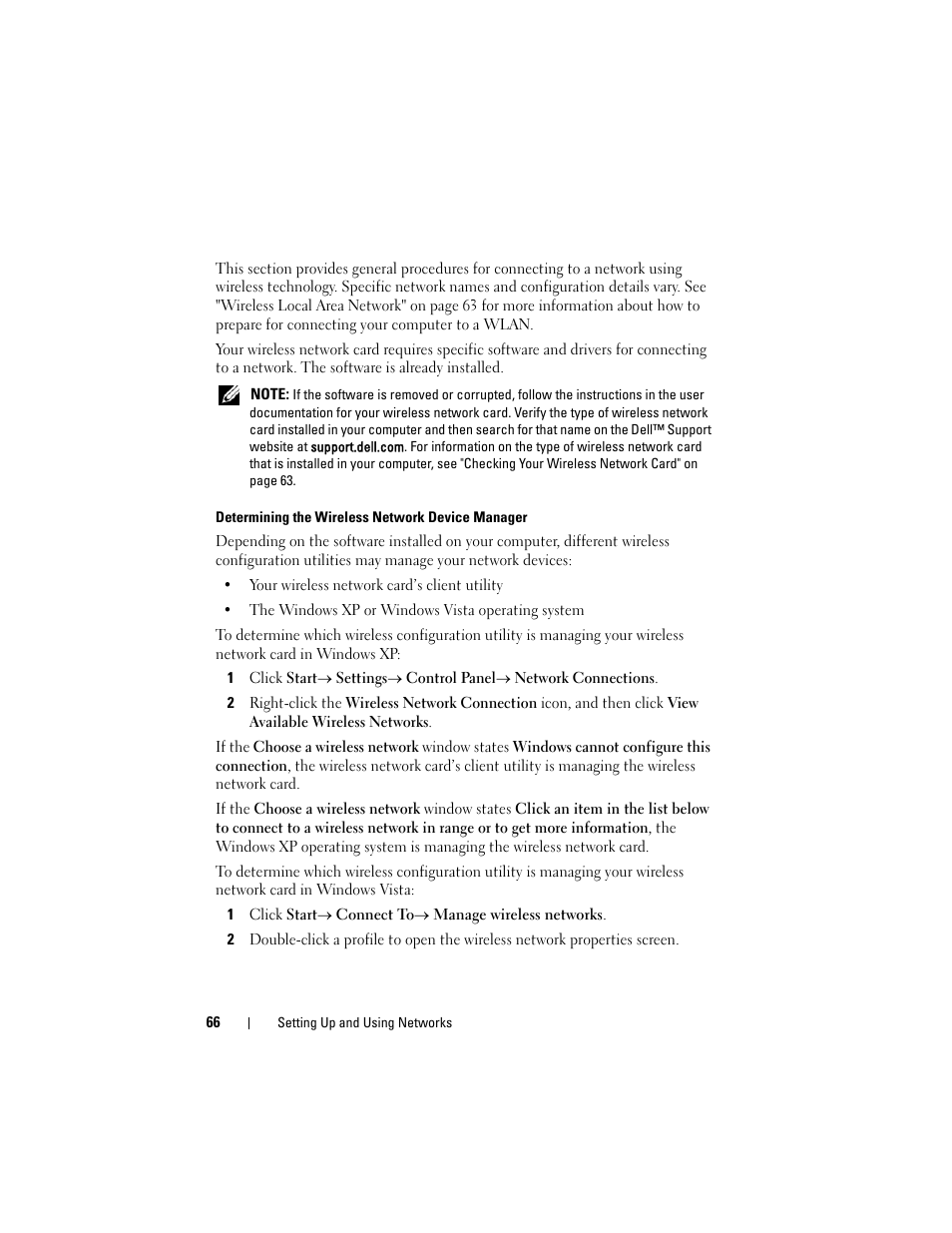 Dell Latitude D630 User Manual | Page 66 / 218