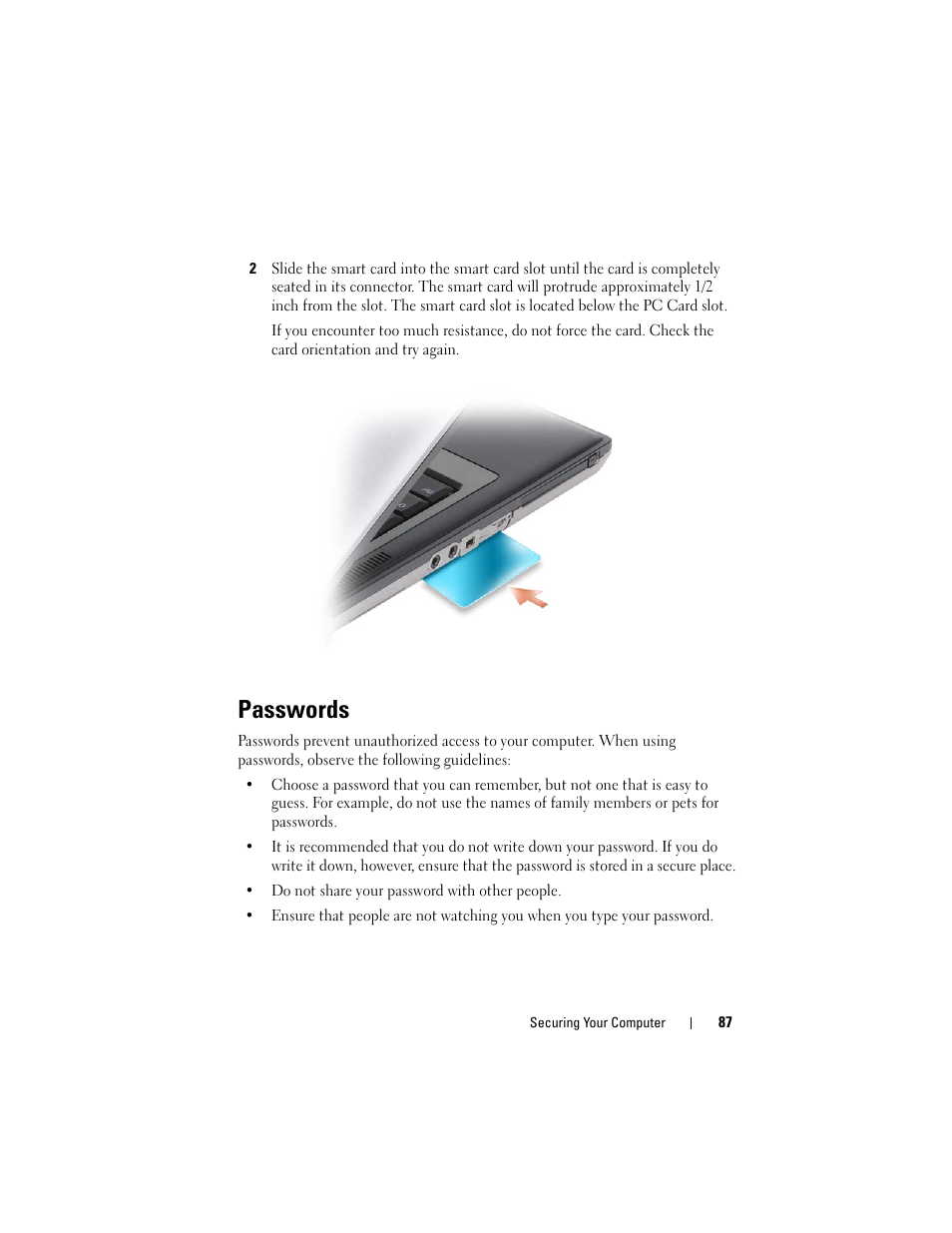 Passwords | Dell Latitude D630 User Manual | Page 87 / 218