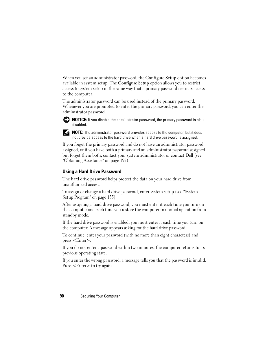 Using a hard drive password | Dell Latitude D630 User Manual | Page 90 / 218