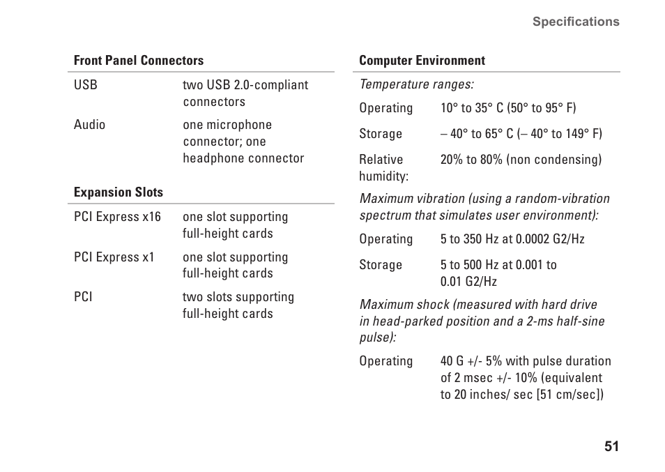 Dell Inspiron 546 (Early 2009) User Manual | Page 53 / 64