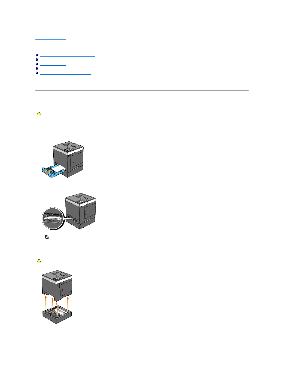 Removing options, Removing the optional 250-sheet feeder | Dell 2130cn Color Laser Printer User Manual | Page 116 / 204