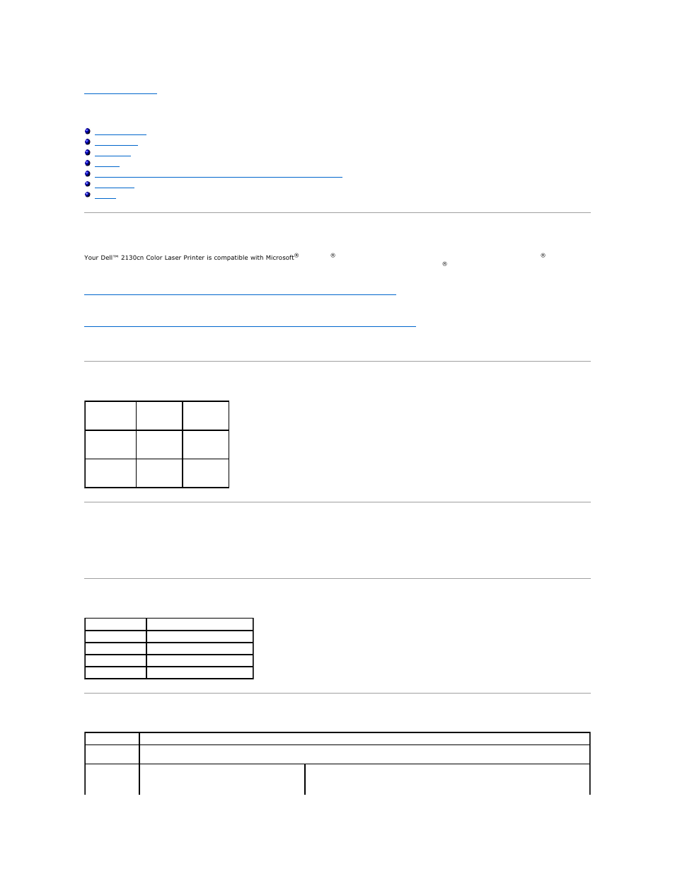 Printer specifications, Os compatibility, Power supply dimensions | Dell 2130cn Color Laser Printer User Manual | Page 122 / 204