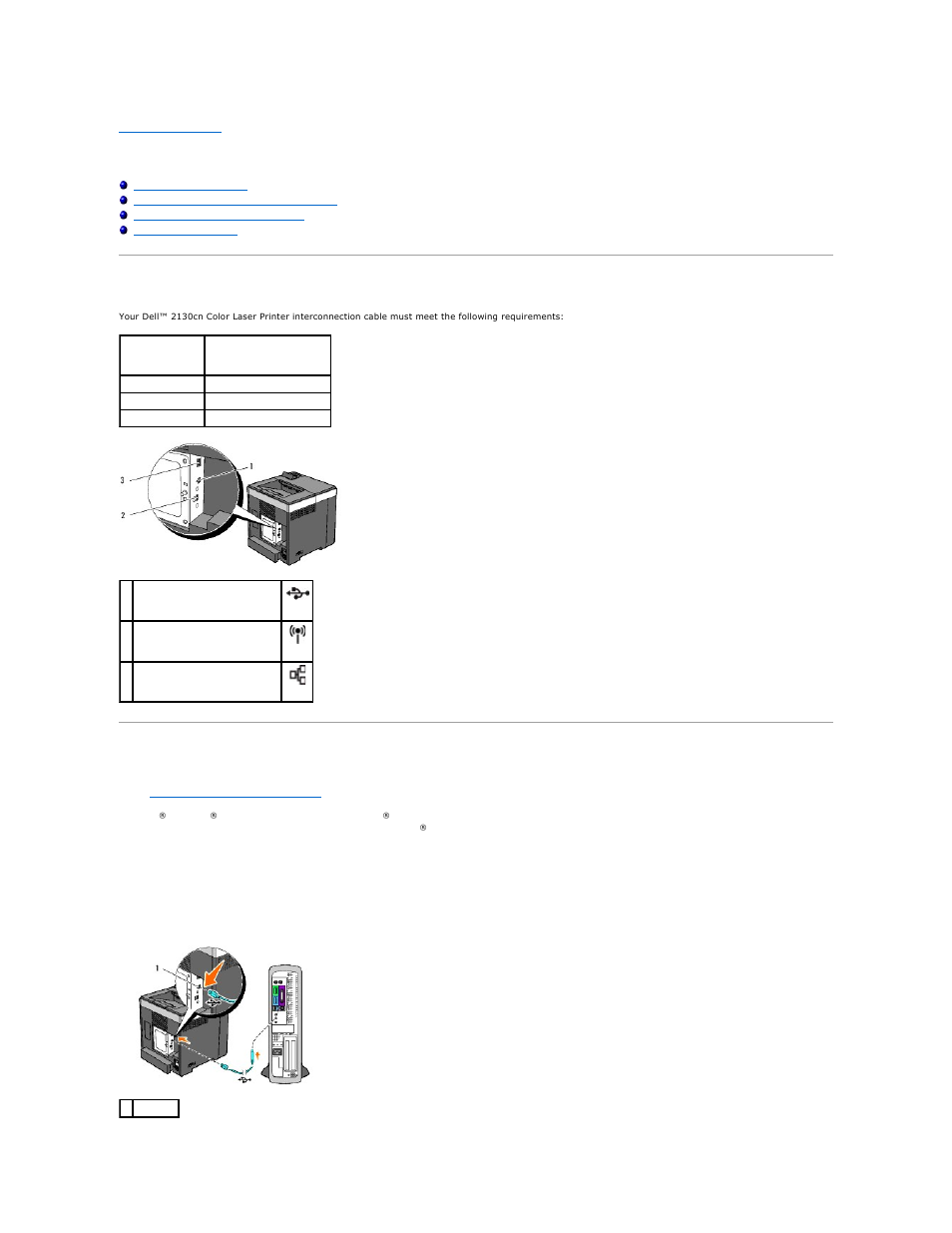 Connecting your printer, Choosing the right cable, Connecting the printer directly to a computer | Dell 2130cn Color Laser Printer User Manual | Page 137 / 204