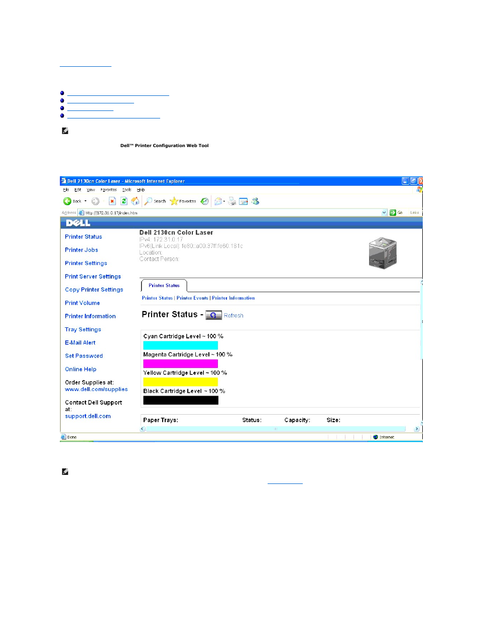 Dell printer configuration web tool | Dell 2130cn Color Laser Printer User Manual | Page 143 / 204