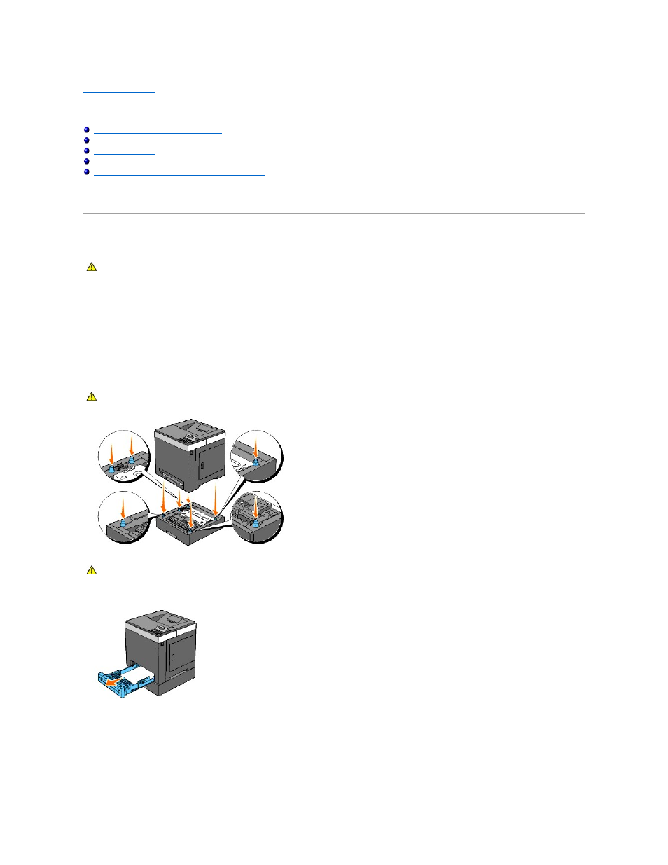 Installing optional modules, Installing the optional 250-sheet feeder | Dell 2130cn Color Laser Printer User Manual | Page 168 / 204