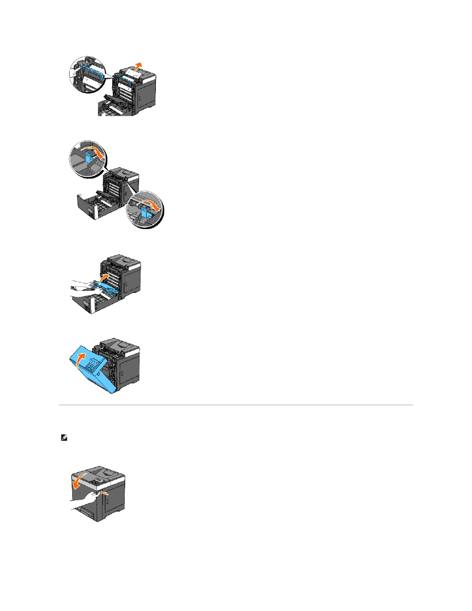 Removing print jams from the duplexer | Dell 2130cn Color Laser Printer User Manual | Page 73 / 204