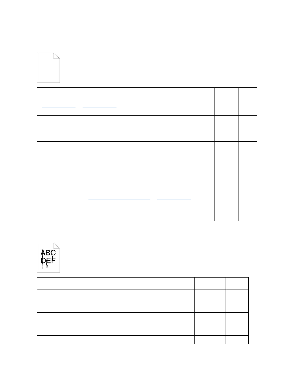 The entire output is blank, Streaks appear on the output | Dell 2130cn Color Laser Printer User Manual | Page 80 / 204