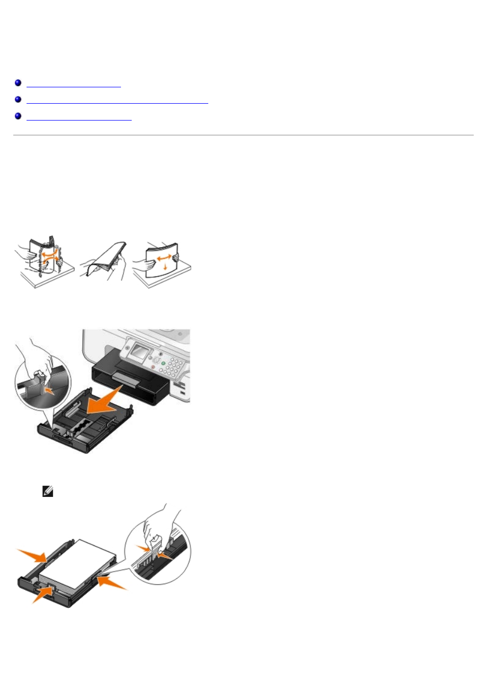 Loading paper and originals, Loading paper, Loading paper into trays | Dell 966w All In One Wireless Photo Printer User Manual | Page 64 / 135