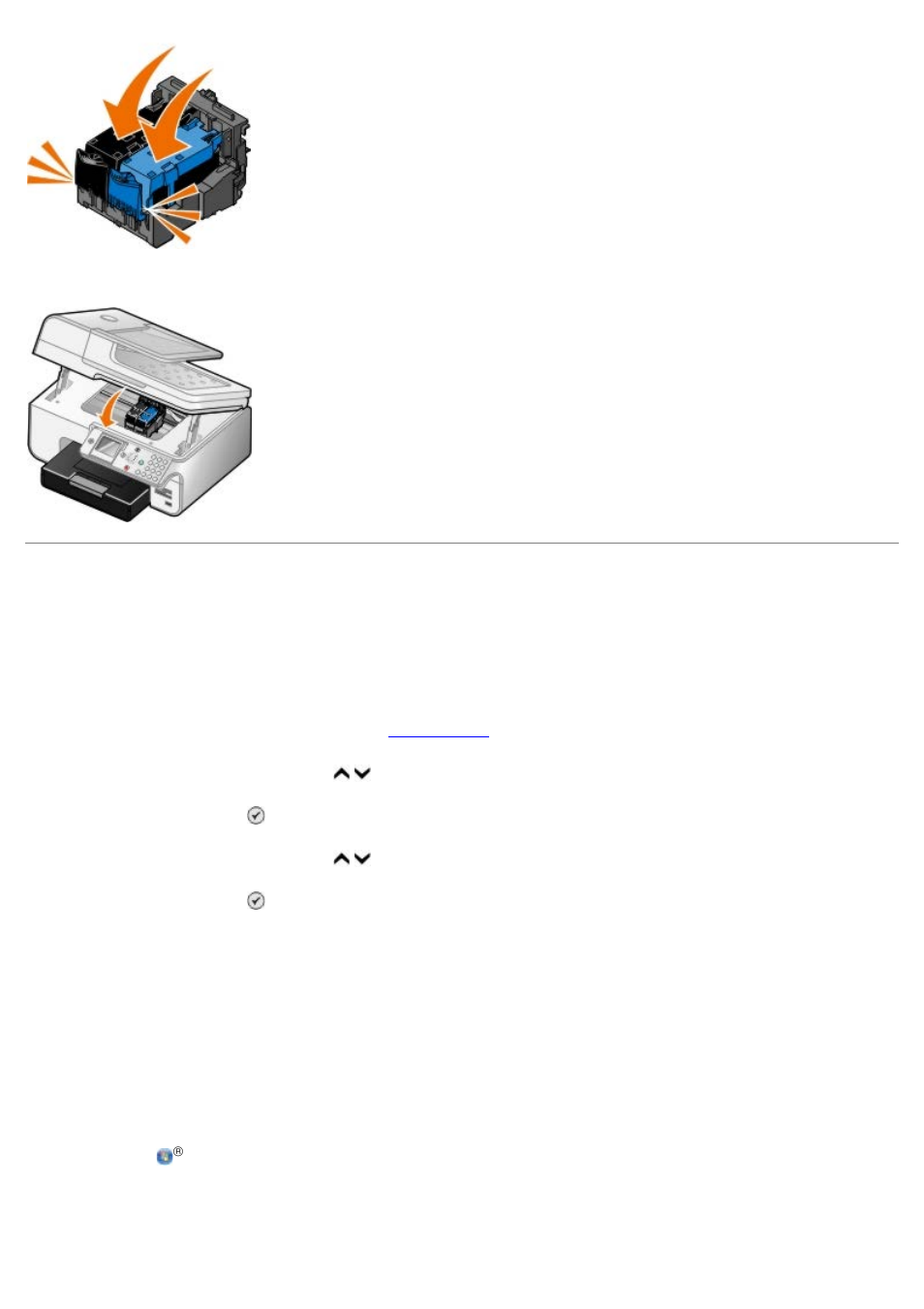 Aligning ink cartridges | Dell 966w All In One Wireless Photo Printer User Manual | Page 75 / 135