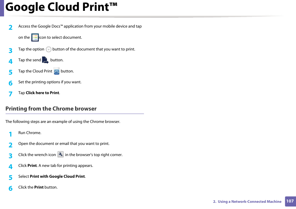 Google cloud print | Dell B1163/W Multifunction Mono Laser Printer User Manual | Page 107 / 204