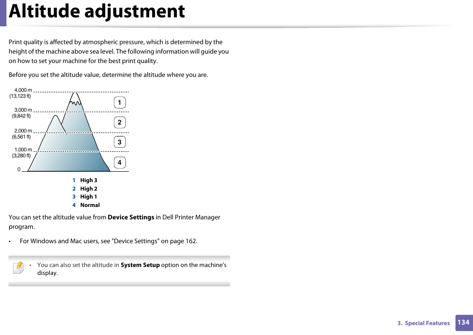 Altitude adjustment | Dell B1163/W Multifunction Mono Laser Printer User Manual | Page 134 / 204