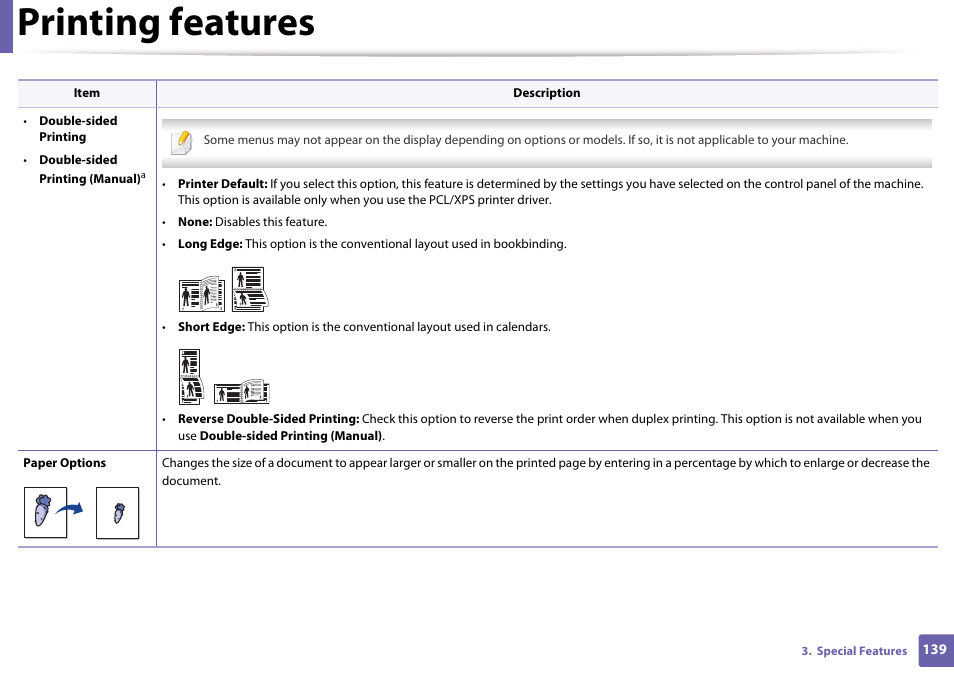 Printing features | Dell B1163/W Multifunction Mono Laser Printer User Manual | Page 139 / 204