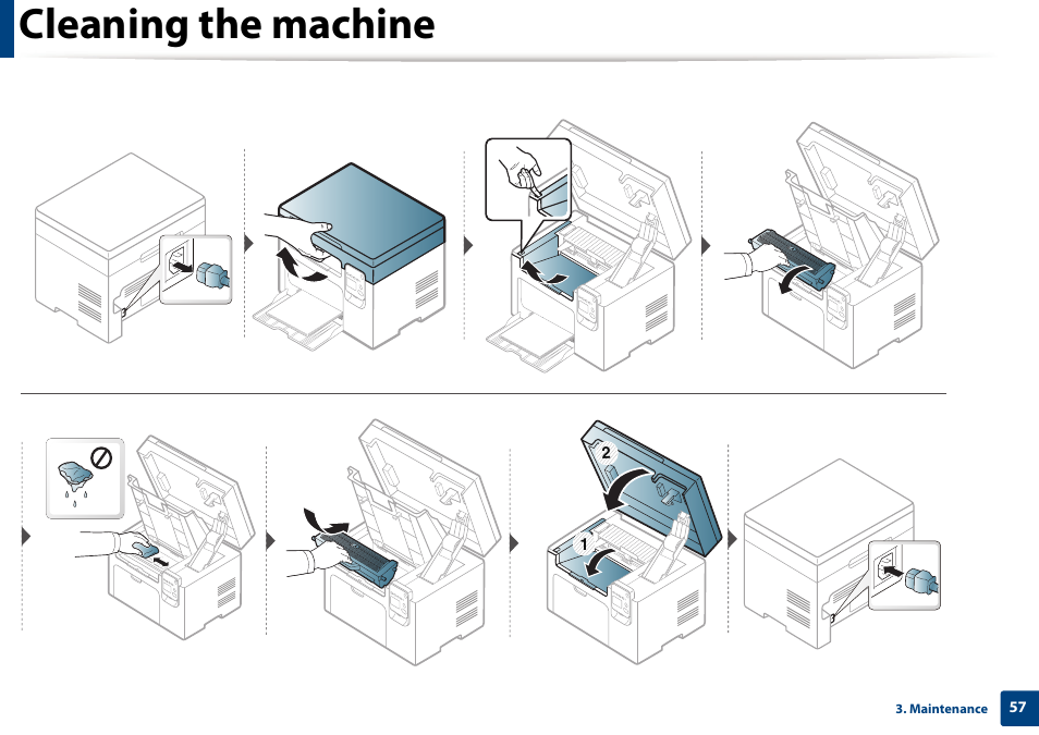 Cleaning the machine | Dell B1163/W Multifunction Mono Laser Printer User Manual | Page 57 / 204