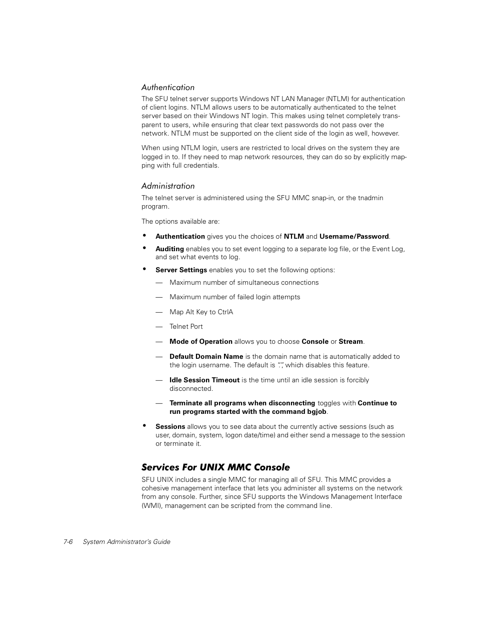 Authentication, Administration, Services for unix mmc console | Dell PowerVault 735N (Rackmount NAS Appliance) User Manual | Page 66 / 92