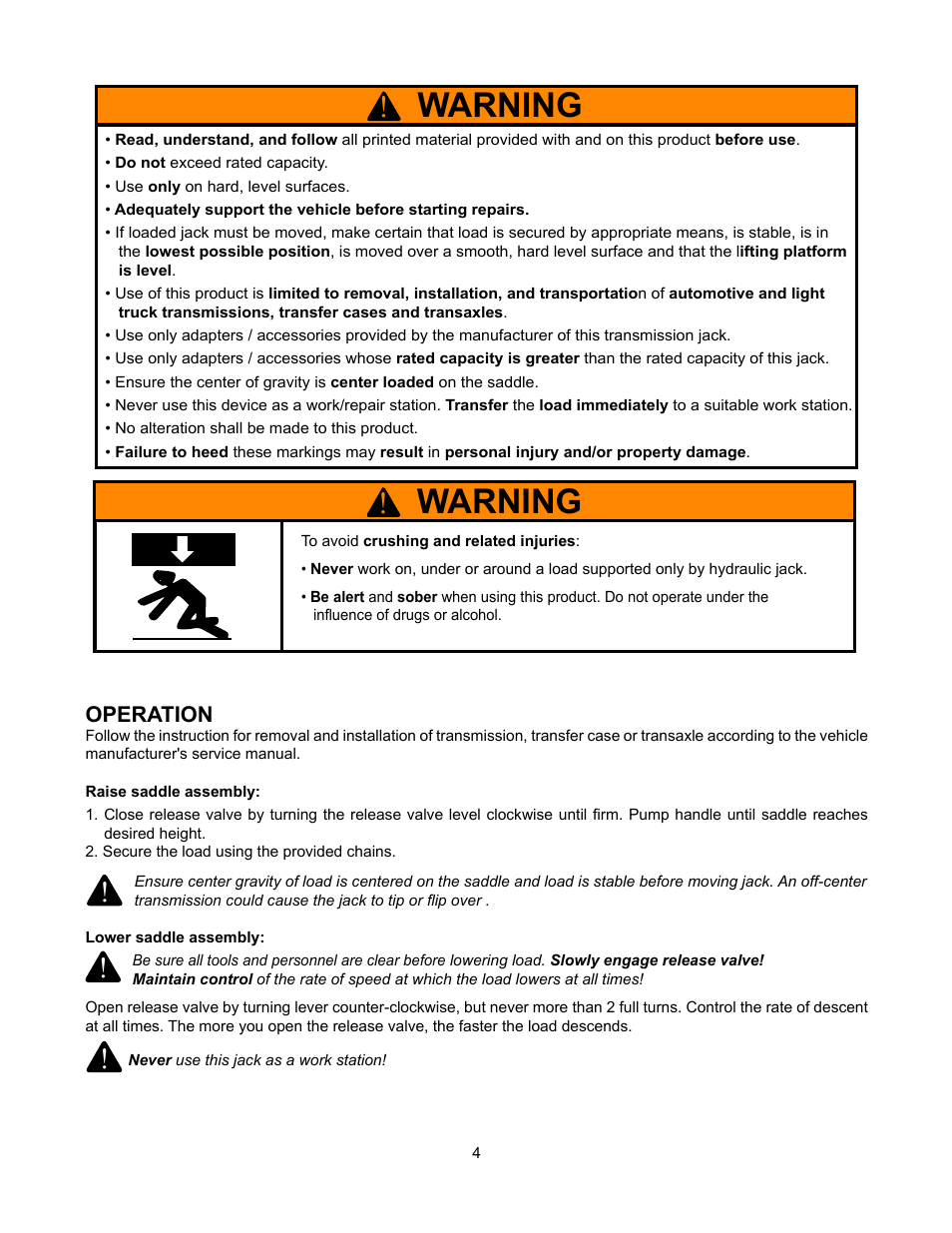 Warning | BLACKHAWK! BH7000 User Manual | Page 4 / 8