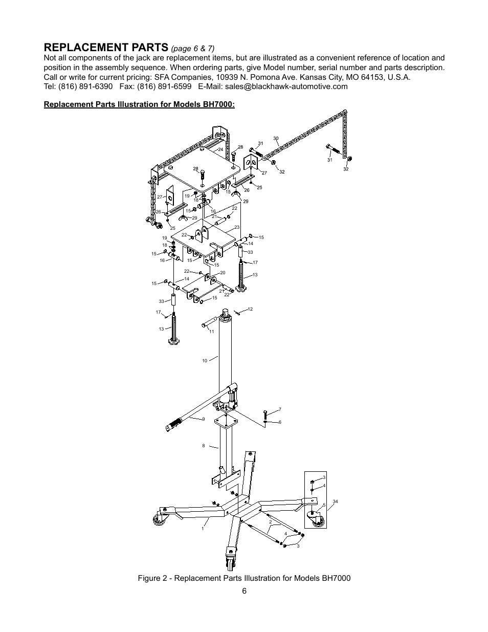 Replacement parts | BLACKHAWK! BH7000 User Manual | Page 6 / 8