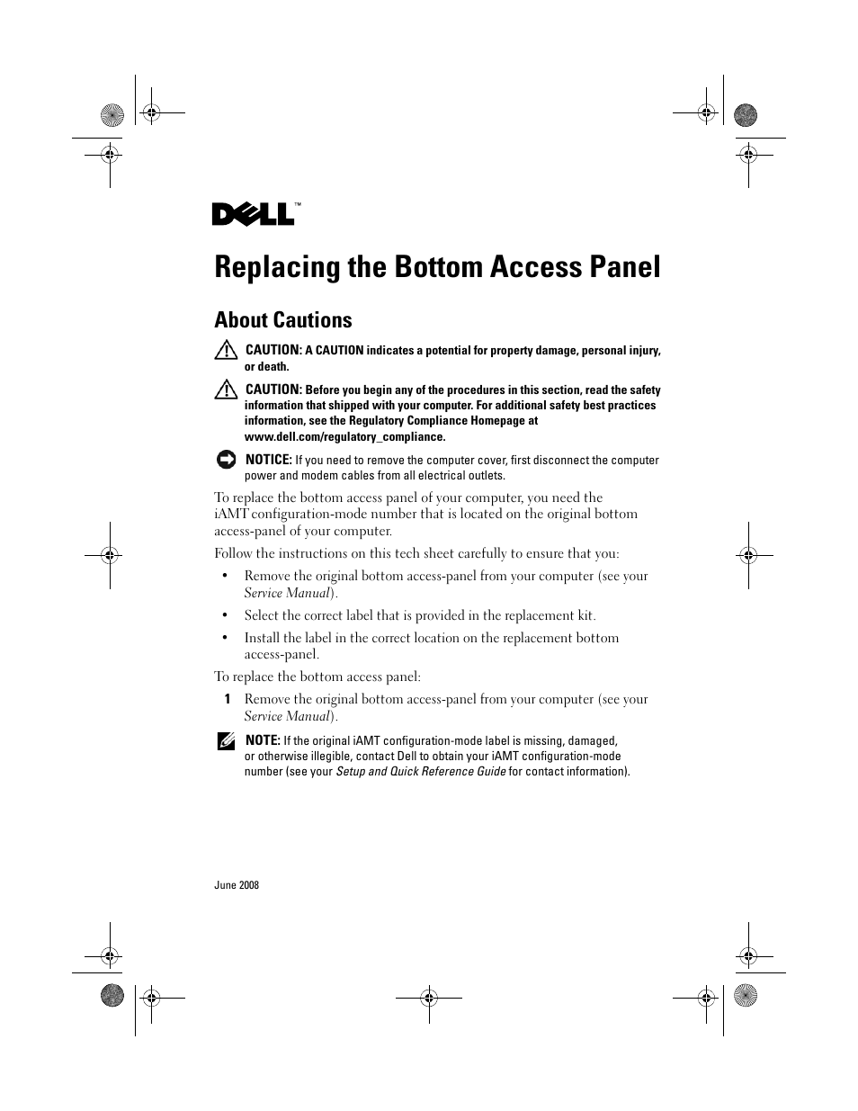 Dell Precision M2400 (Mid 2008) User Manual | 2 pages