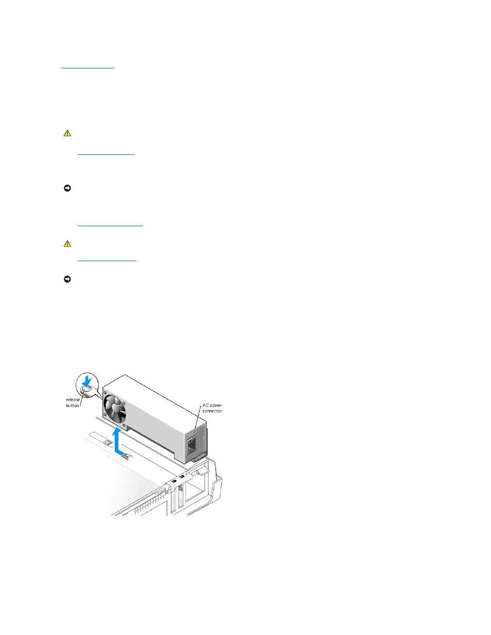 Power supply, Removing the power supply, Replacing the power supply | Dell Dimension 4600C User Manual | Page 20 / 56