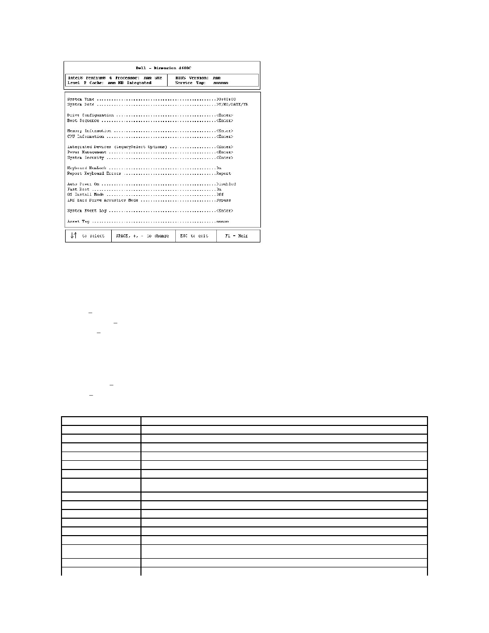 System setup screens | Dell Dimension 4600C User Manual | Page 46 / 56