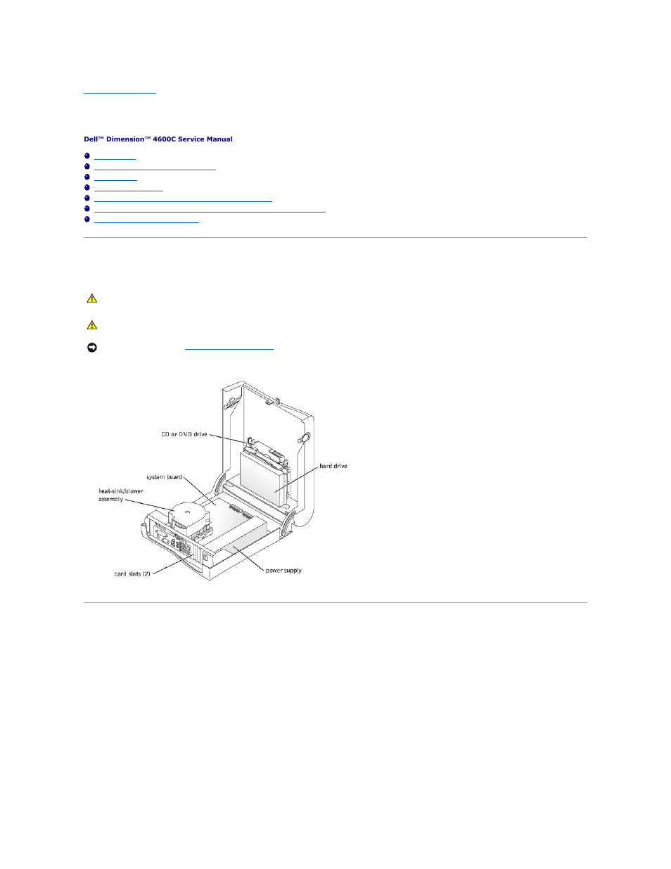 Technical overview, Internal view, System board connectors and sockets | Dell Dimension 4600C User Manual | Page 50 / 56