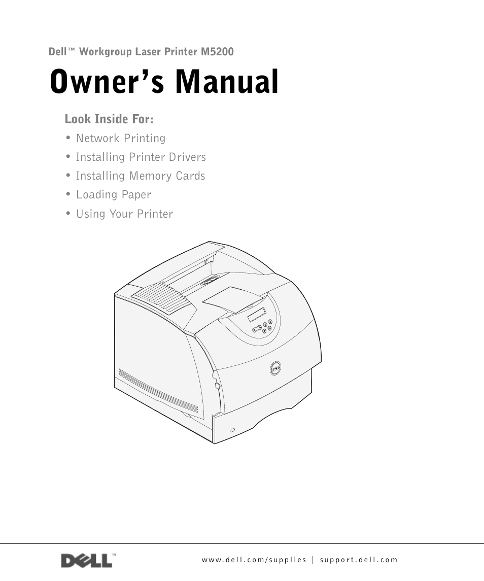 Dell M5200 Medium Workgroup Mono Laser Printer User Manual | 100 pages