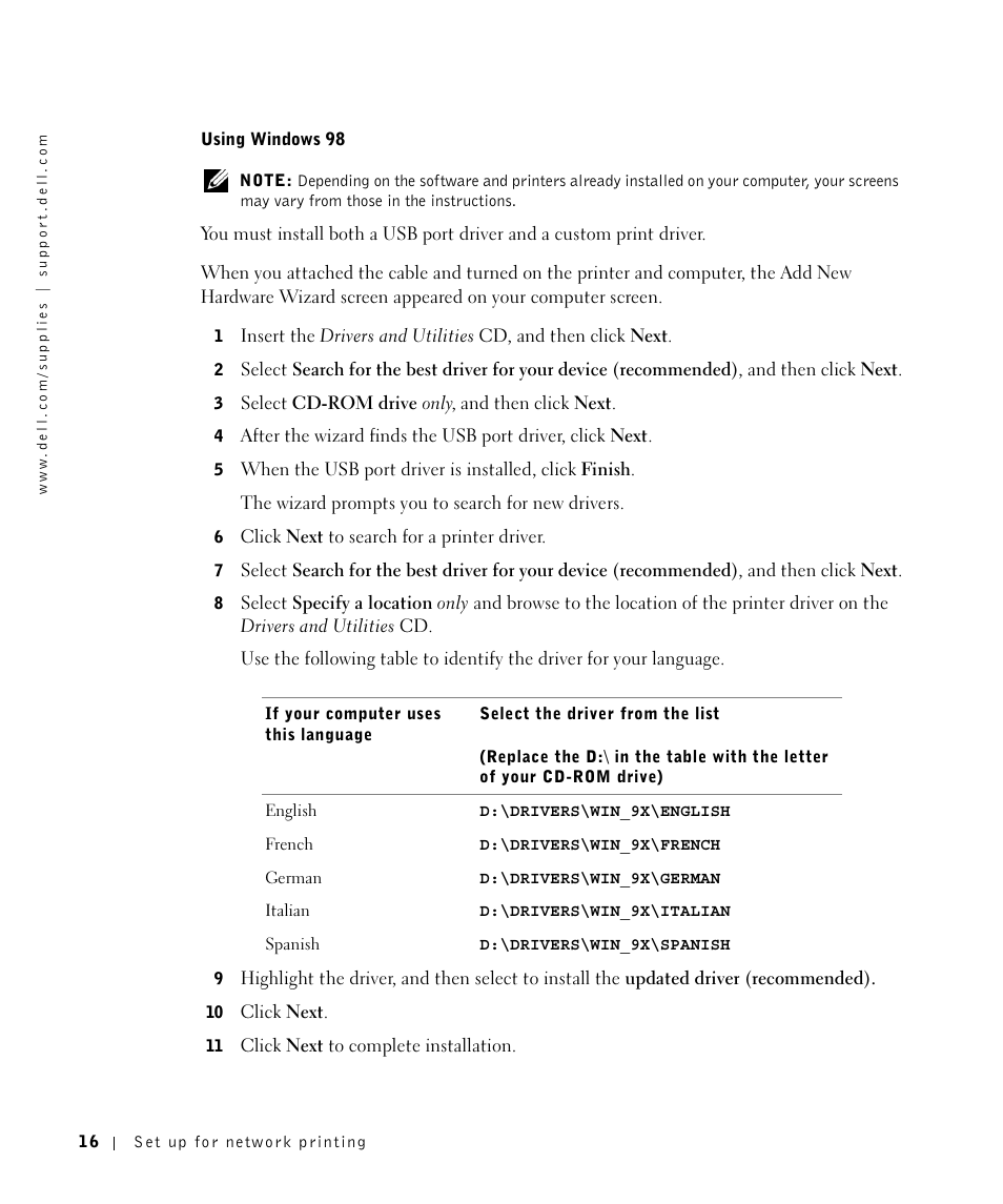 Dell M5200 Medium Workgroup Mono Laser Printer User Manual | Page 16 / 100