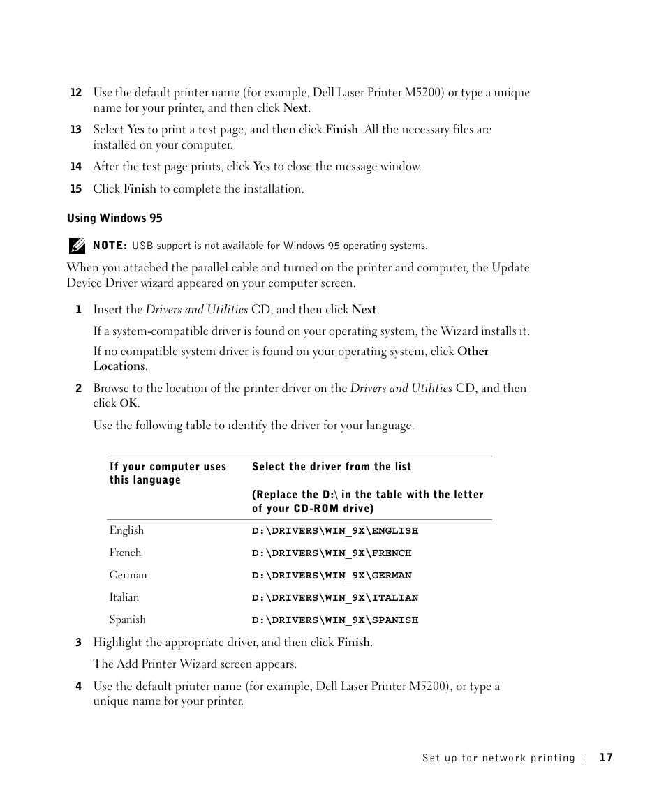 Dell M5200 Medium Workgroup Mono Laser Printer User Manual | Page 17 / 100