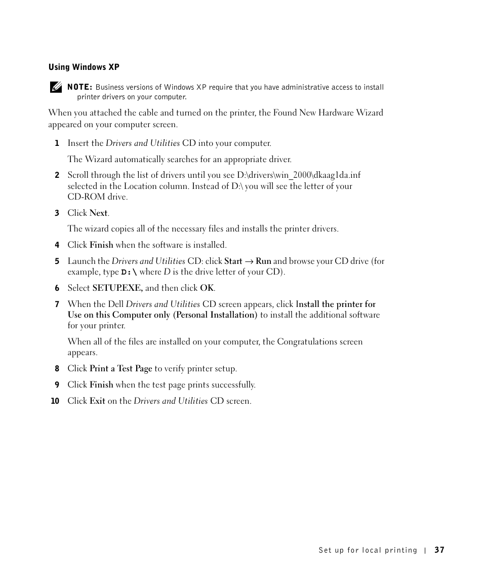 Dell M5200 Medium Workgroup Mono Laser Printer User Manual | Page 37 / 100