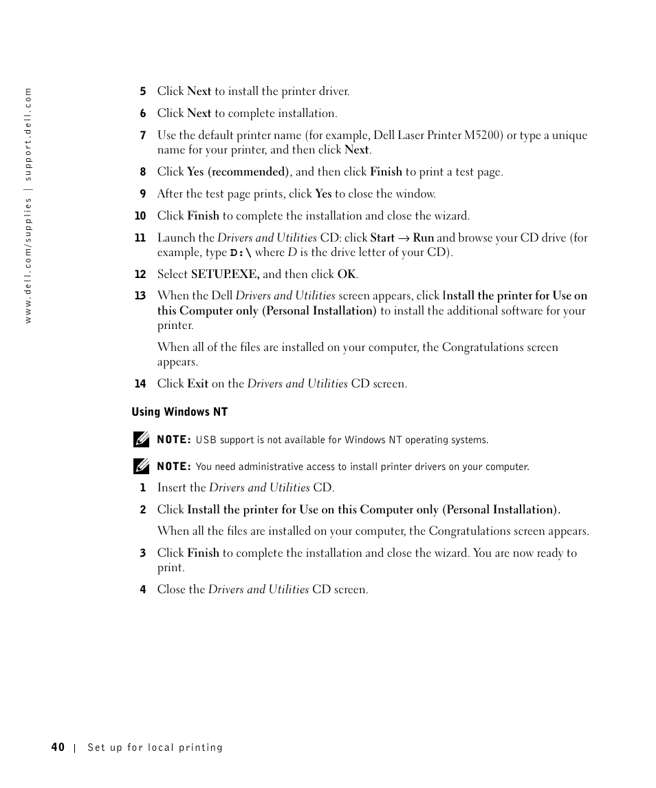 Dell M5200 Medium Workgroup Mono Laser Printer User Manual | Page 40 / 100