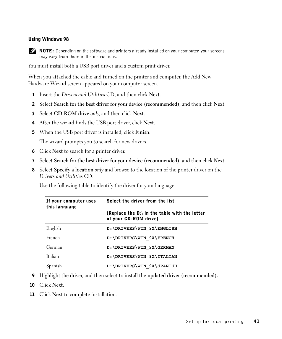 Dell M5200 Medium Workgroup Mono Laser Printer User Manual | Page 41 / 100