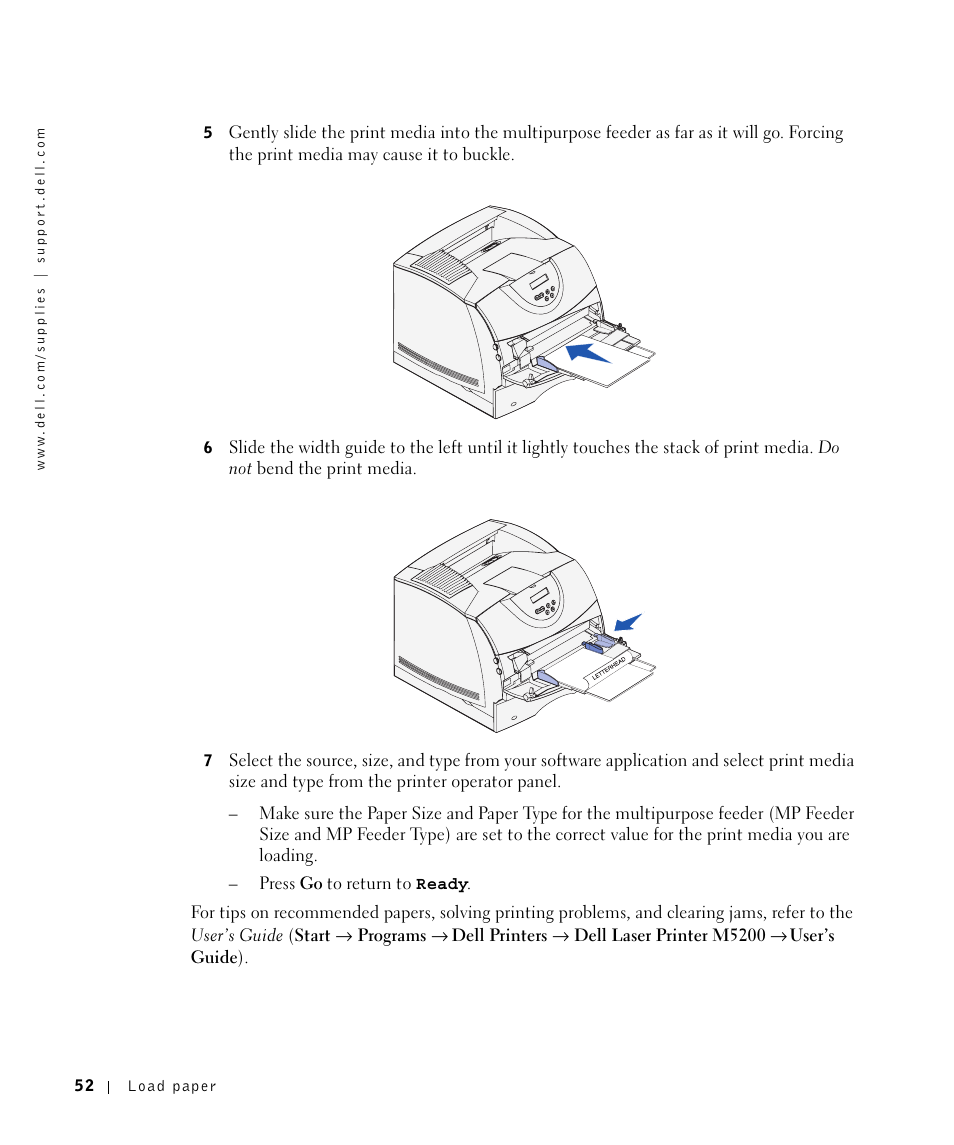 Dell M5200 Medium Workgroup Mono Laser Printer User Manual | Page 52 / 100