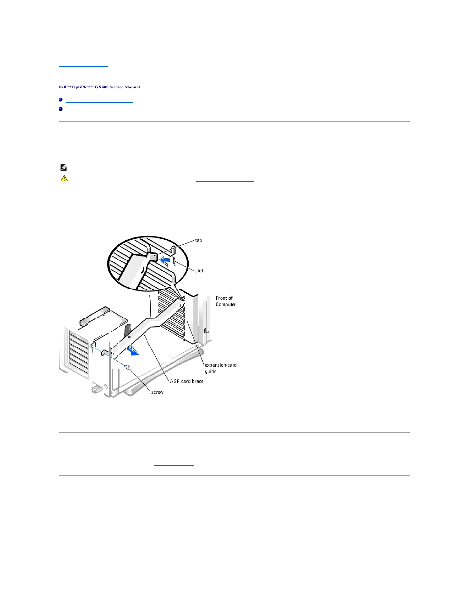 Agp card brace | Dell OptiPlex GX400 User Manual | Page 2 / 47