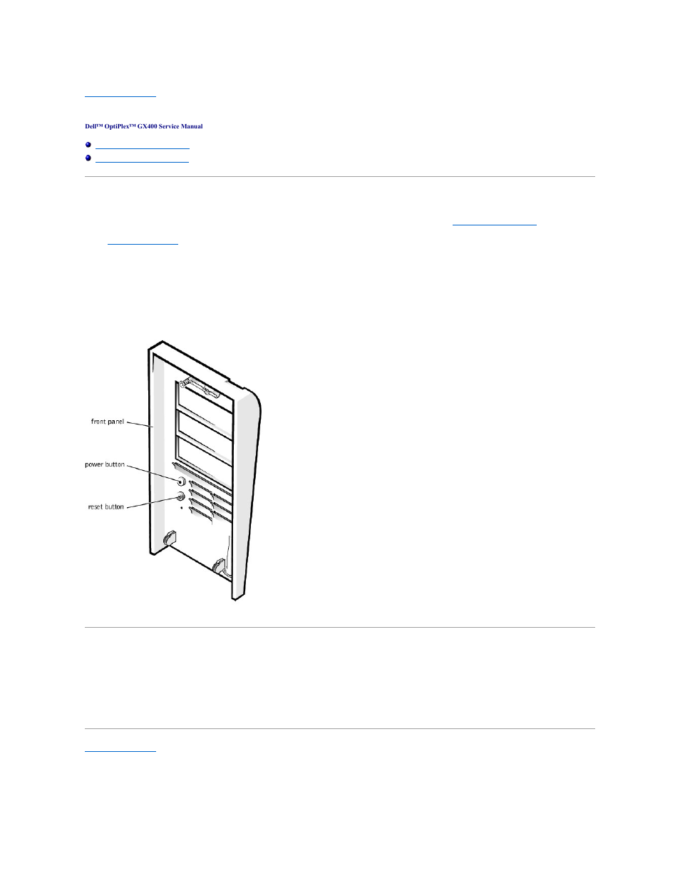 Front-panel buttons | Dell OptiPlex GX400 User Manual | Page 26 / 47