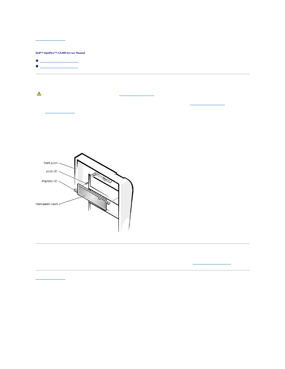 Front-panel inserts | Dell OptiPlex GX400 User Manual | Page 28 / 47