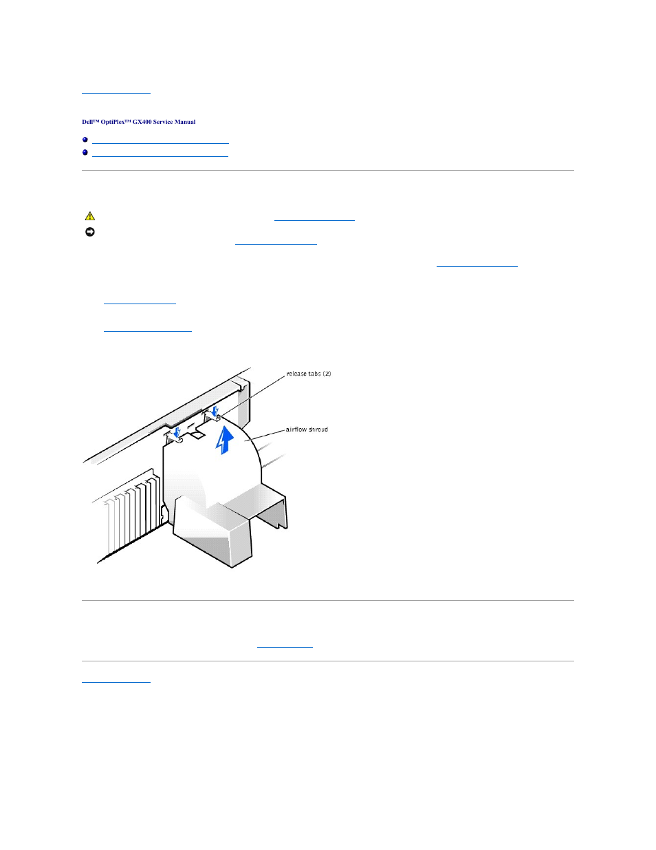 Microprocessor airflow shroud | Dell OptiPlex GX400 User Manual | Page 37 / 47