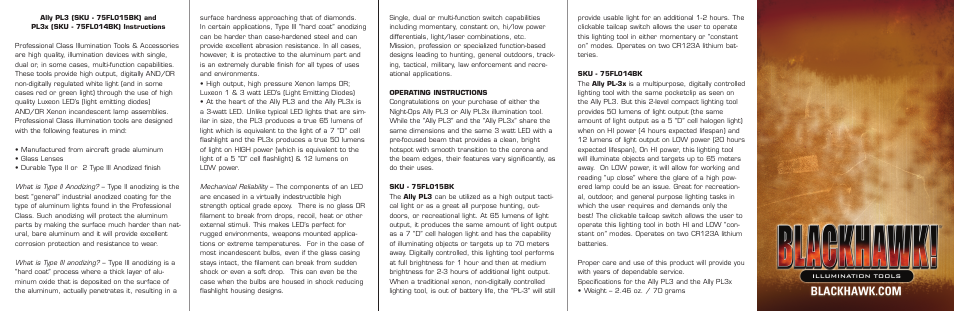 BLACKHAWK! ALLY PL3 User Manual | Page 2 / 2