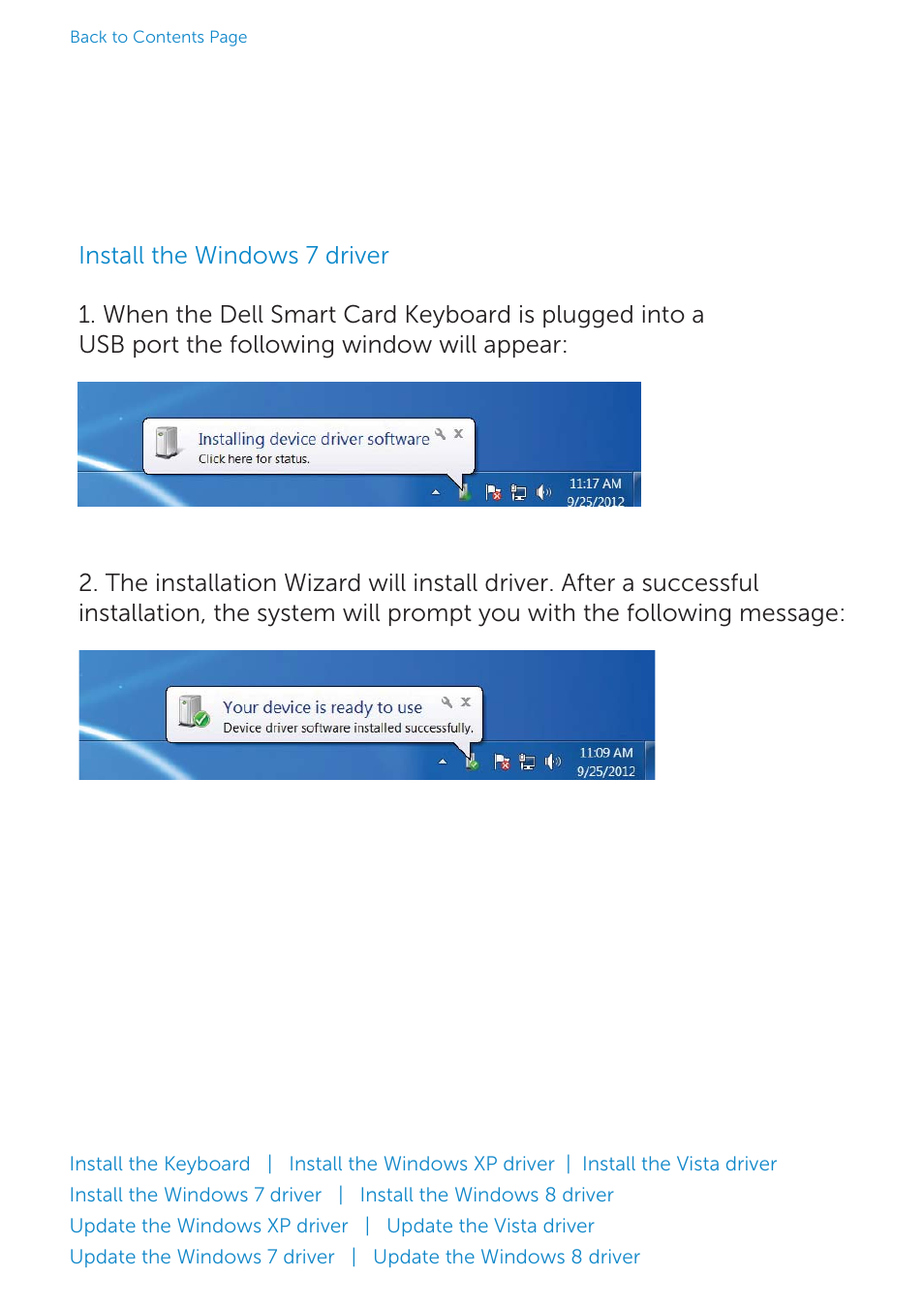 Install the windows 7 driver | Dell Smartcard Keyboard KB813 User Manual | Page 10 / 46