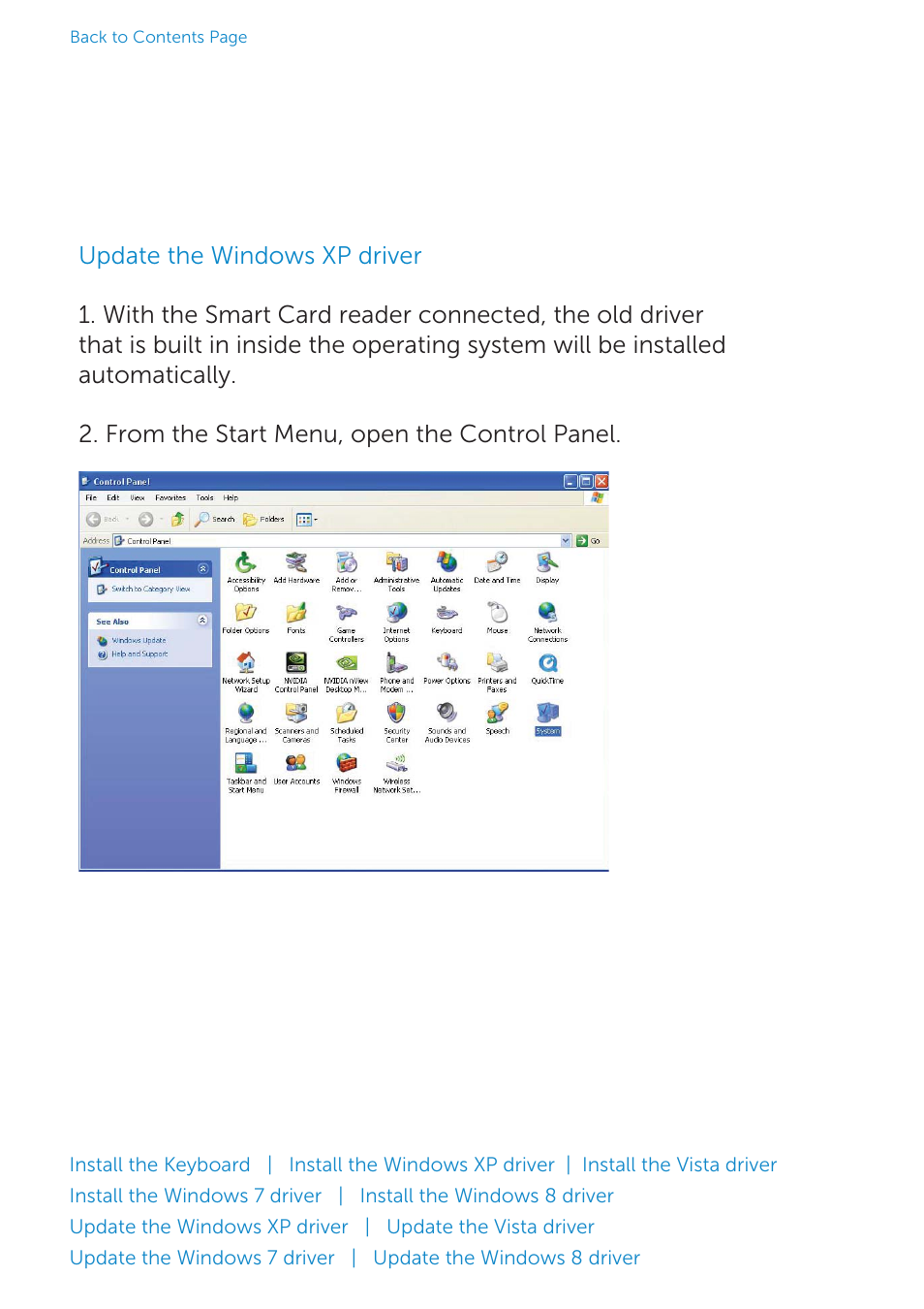Update the windows xp driver | Dell Smartcard Keyboard KB813 User Manual | Page 12 / 46