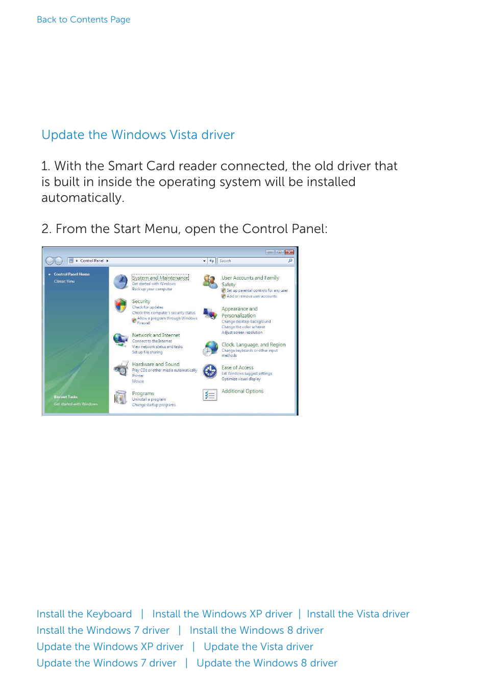 Update the windows vista driver, Update the vista driver | Dell Smartcard Keyboard KB813 User Manual | Page 17 / 46