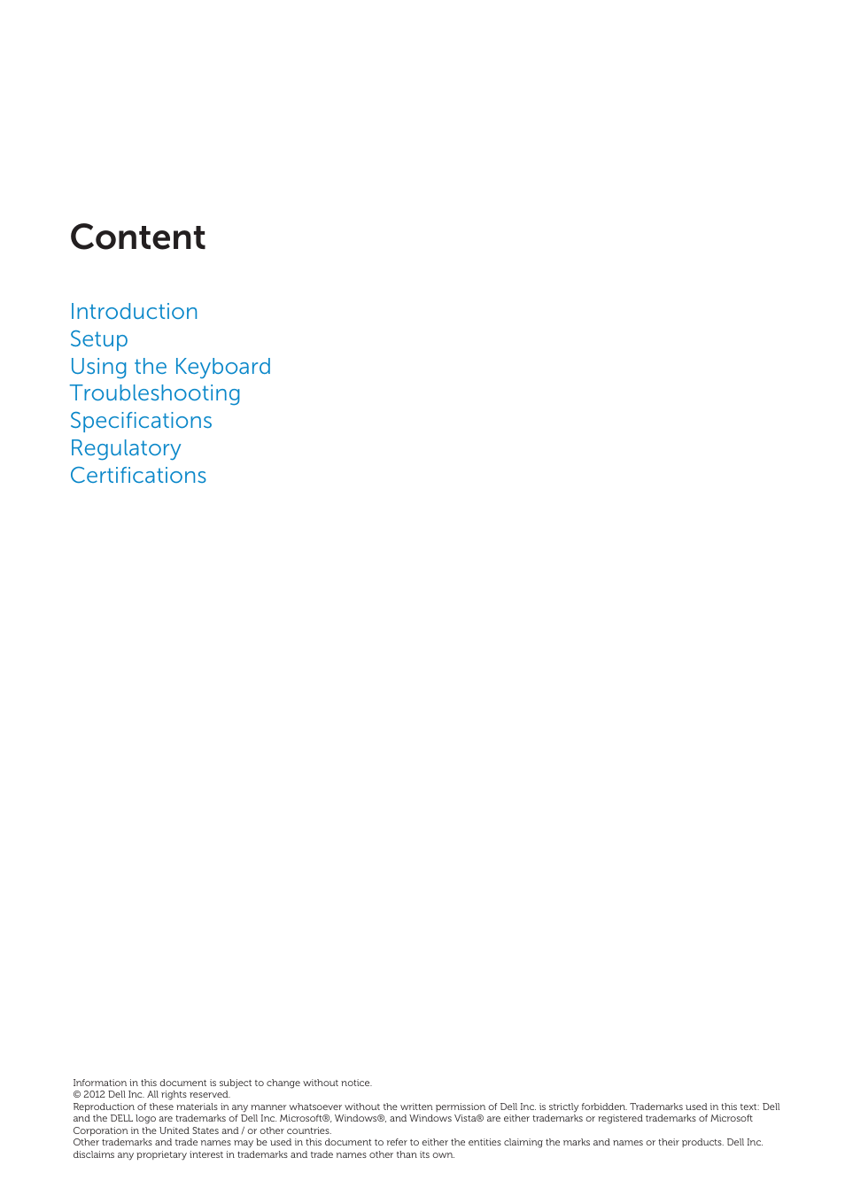 Content | Dell Smartcard Keyboard KB813 User Manual | Page 2 / 46