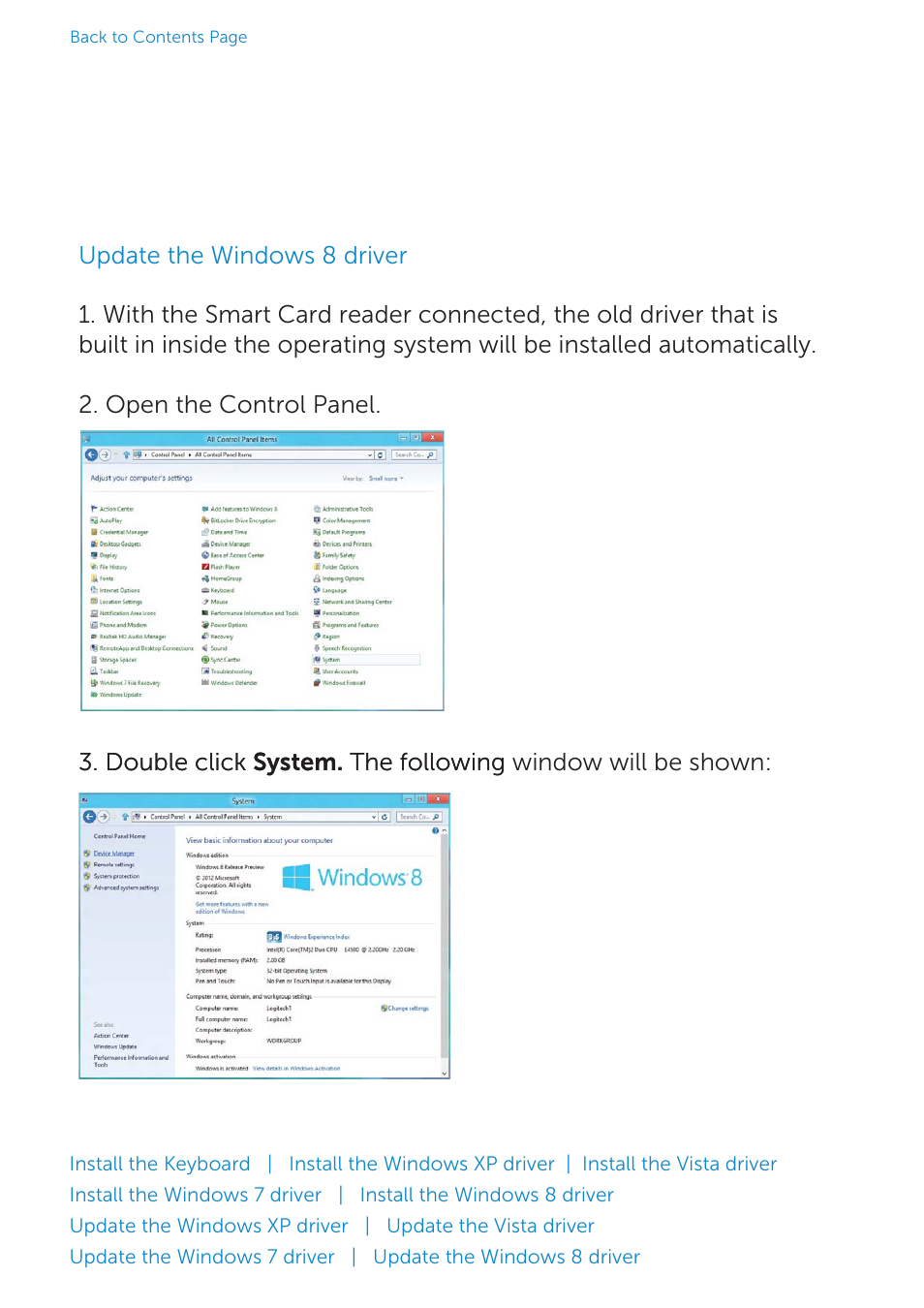 Update the windows 8 driver | Dell Smartcard Keyboard KB813 User Manual | Page 26 / 46