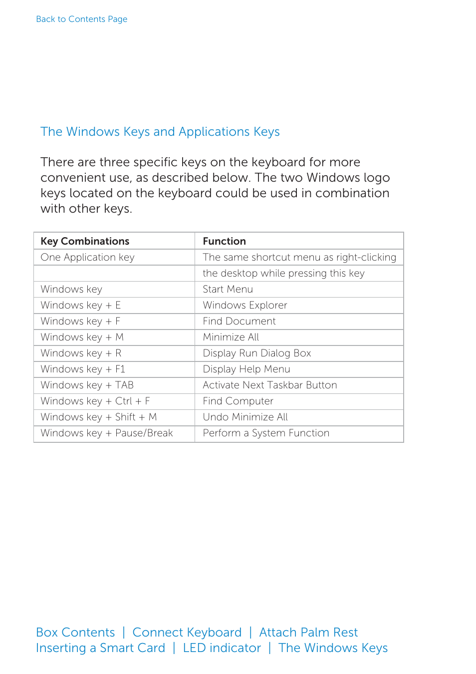 The windows keys and applications keys, The windows keys | Dell Smartcard Keyboard KB813 User Manual | Page 35 / 46