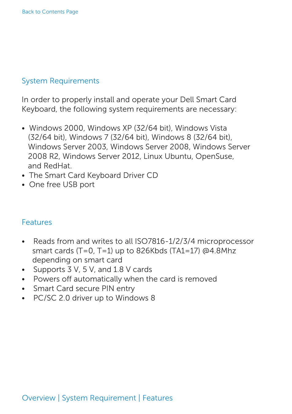 System requirements / features, For more details see, Features | System requirement | features | Dell Smartcard Keyboard KB813 User Manual | Page 6 / 46