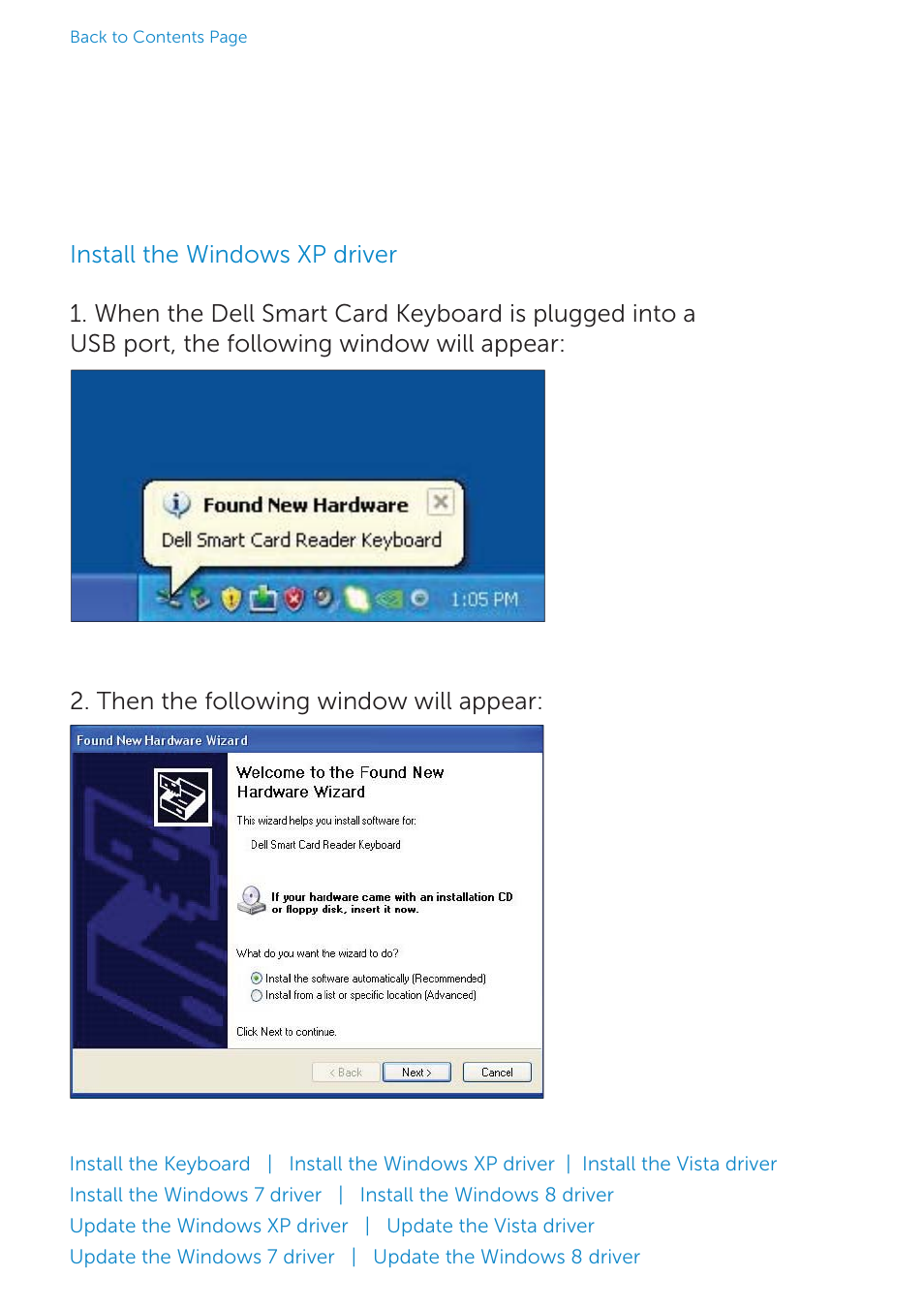 Install the windows xp driver | Dell Smartcard Keyboard KB813 User Manual | Page 7 / 46