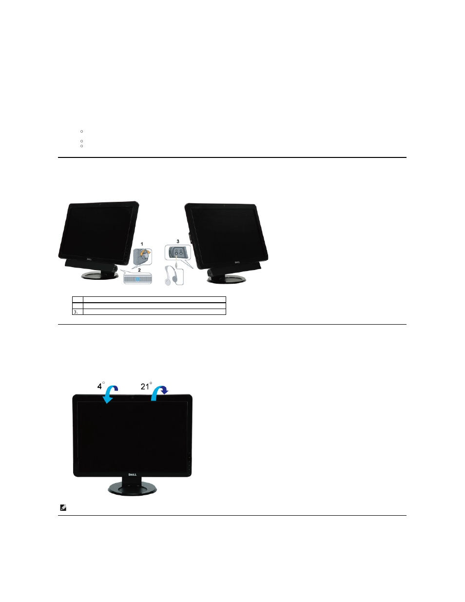Setting the optimal resolution, Using the dell soundbar (optional), Using the tilt, swivel, and vertical extension | Rotating the monitor, Tilt/swivel | Dell SP2009WFP Monitor User Manual | Page 21 / 34
