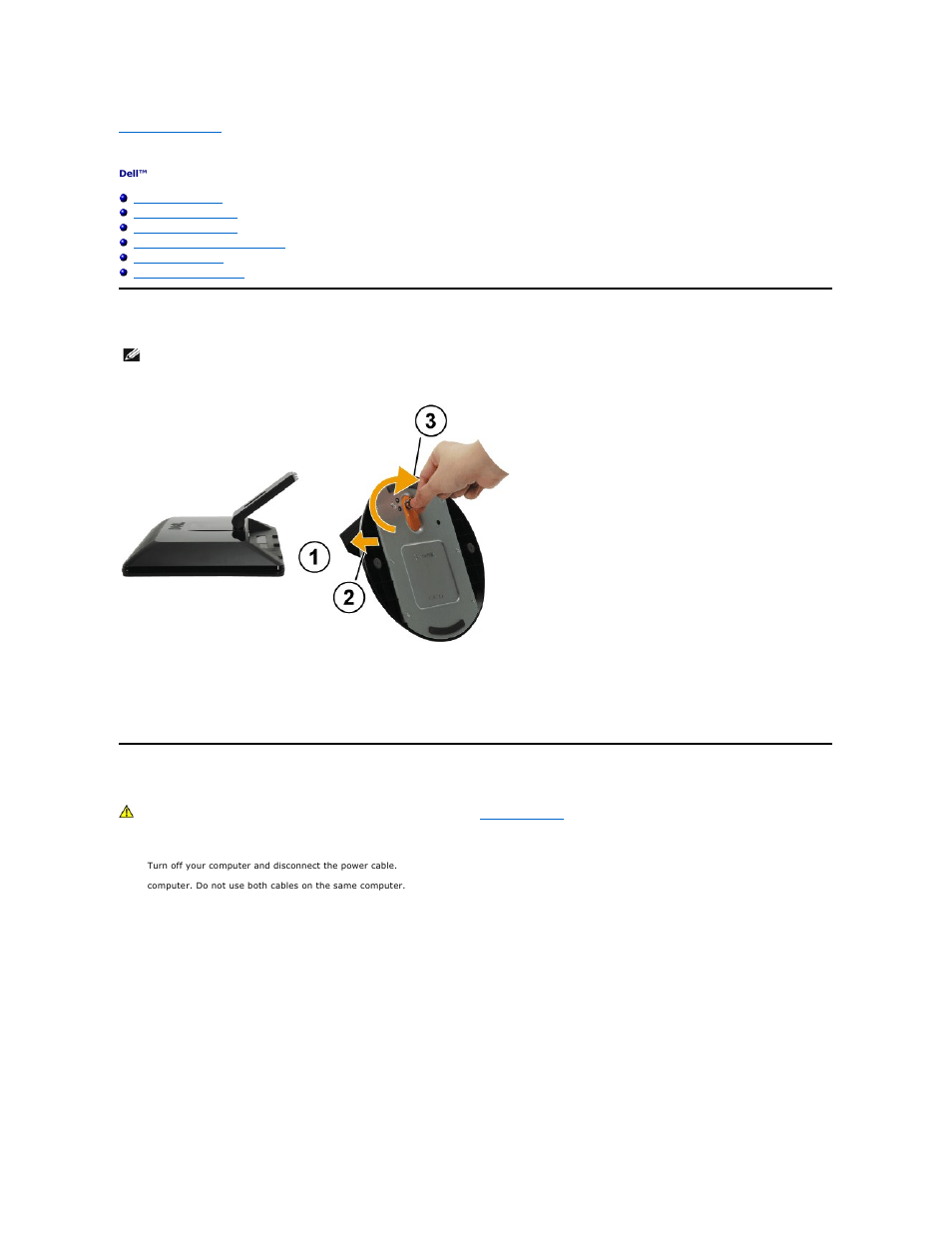 Setting up the monitor, Attaching the base, Connecting your monitor | Connecting the blue vga cable | Dell SP2009WFP Monitor User Manual | Page 26 / 34