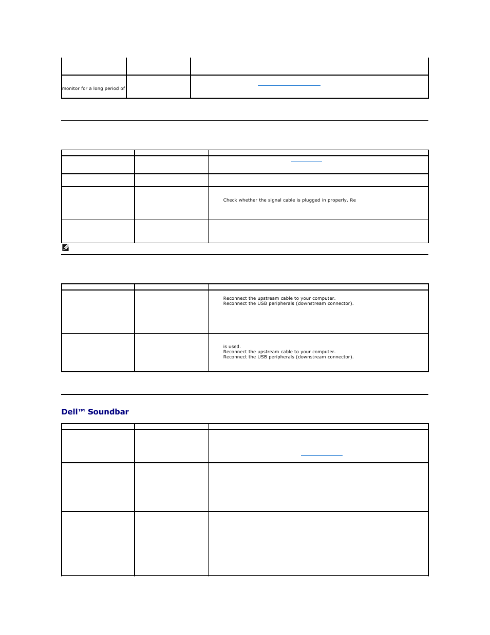 Product specific problems, Universal serial bus specific problems, Dell soundbar problems | Dell™ soundbar problems | Dell SP2009WFP Monitor User Manual | Page 32 / 34